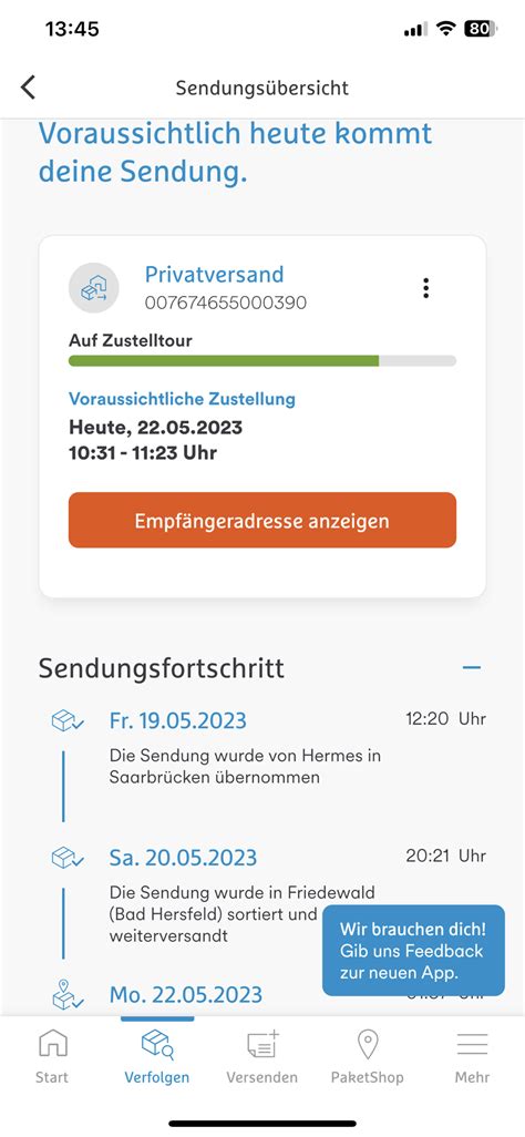 hermes voraussichtliche zustellung wieder weg|Hermes sendung abgeben.